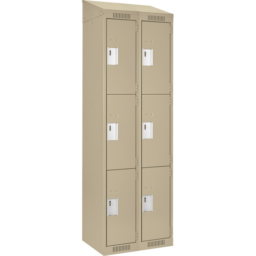 Clean Line Lockers, 3 -tier, Bank of 2, 24" x 18" x 78", Steel, Beige, Rivet (Assembled) WestPier