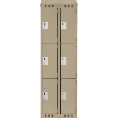 Clean Line Lockers, 3 -tier, Bank of 2, 24" x 18" x 78", Steel, Beige, Rivet (Assembled) WestPier