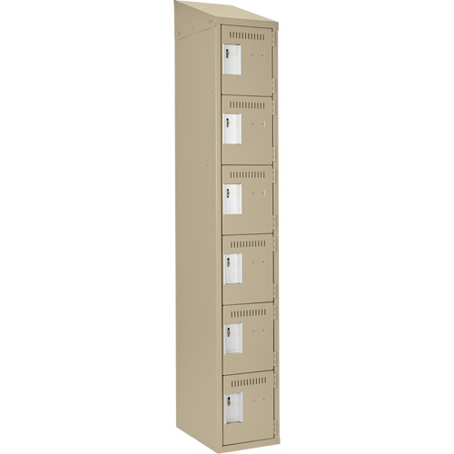Clean Line Lockerette, 6 -tier, 12" x 18" x 78", Steel, Beige, Rivet (Assembled) WestPier