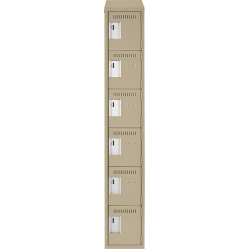 Clean Line Lockerette, 6 -tier, 12" x 18" x 78", Steel, Beige, Rivet (Assembled) WestPier