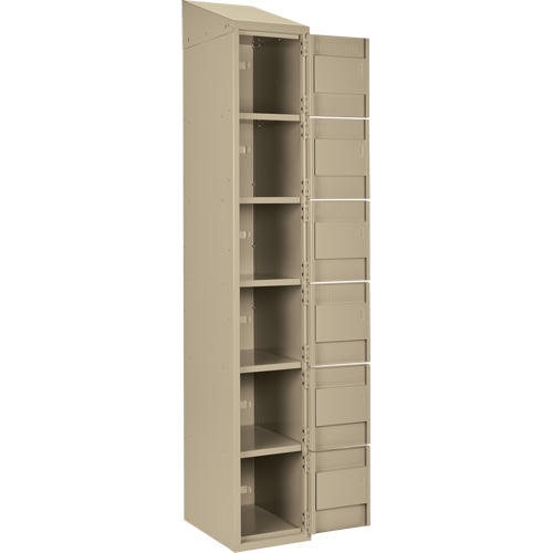 Clean Line Lockerette, 6 -tier, Bank of 3, 36" x 18" x 78", Steel, Beige, Rivet (Assembled) WestPier