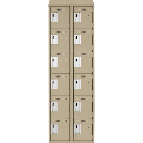 Clean Line Lockerette, 6 -tier, Bank of 2, 24" x 18" x 78", Steel, Beige, Rivet (Assembled) WestPier
