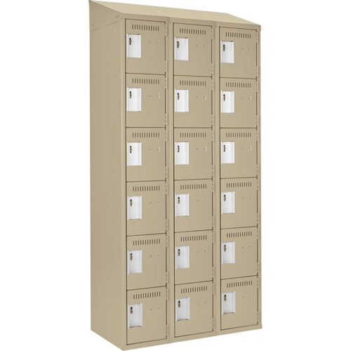 Clean Line Lockerette, 6 -tier, Bank of 3, 36" x 18" x 78", Steel, Beige, Rivet (Assembled) WestPier