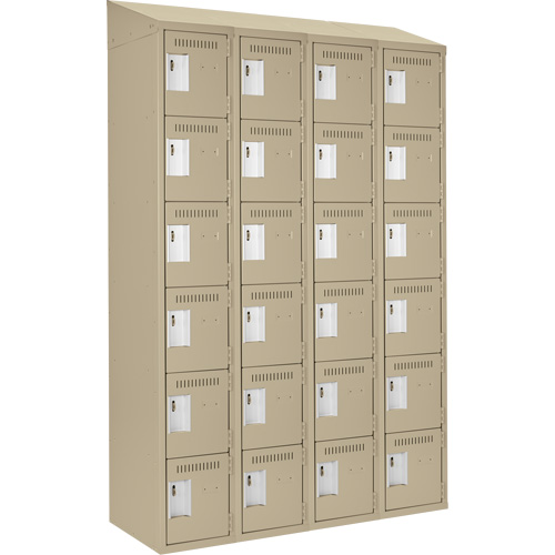 Clean Line Lockerette, 6 -tier, Bank of 4, 48" x 18" x 78", Steel, Beige, Rivet (Assembled) WestPier