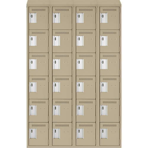 Clean Line Lockerette, 6 -tier, Bank of 4, 48" x 18" x 78", Steel, Beige, Rivet (Assembled) WestPier