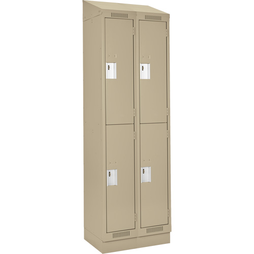 Casiers Clean Line, 2 niveaux, Bloc de 2, 24" x 18" x 82", Acier, Beige, Rivet (assembl&eacute;) WestPier