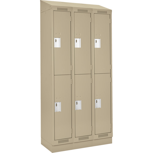Clean Line Lockers, 2 -tier, Bank of 3, 36" x 18" x 82", Steel, Beige, Rivet (Assembled) WestPier