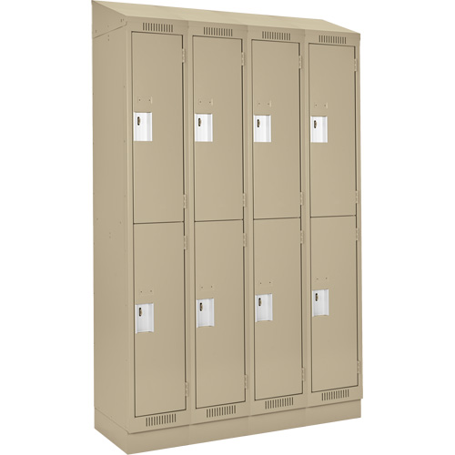 Clean Line Lockers, 2 -tier, Bank of 4, 48" x 18" x 82", Steel, Beige, Rivet (Assembled) WestPier