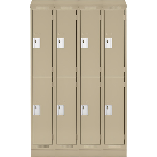 Clean Line Lockers, 2 -tier, Bank of 4, 48" x 18" x 82", Steel, Beige, Rivet (Assembled) WestPier