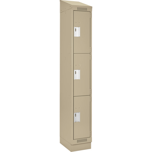 Clean Line Lockers, 3 -tier, 12" x 18" x 82", Steel, Beige, Rivet (Assembled) WestPier