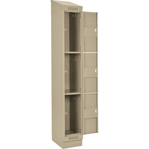 Clean Line Lockers, 3 -tier, Bank of 4, 48" x 18" x 82", Steel, Beige, Rivet (Assembled) WestPier