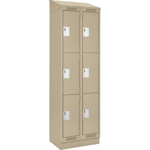 Clean Line Lockers, 3 -tier, Bank of 2, 24" x 18" x 82", Steel, Beige, Rivet (Assembled) WestPier