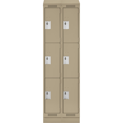 Clean Line Lockers, 3 -tier, Bank of 2, 24" x 18" x 82", Steel, Beige, Rivet (Assembled) WestPier