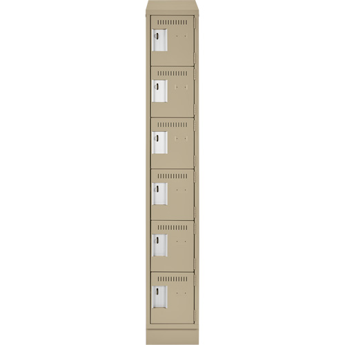 Clean Line Lockerette , 6 -tier, 12" x 18" x 82", Steel, Beige, Rivet (Assembled) WestPier