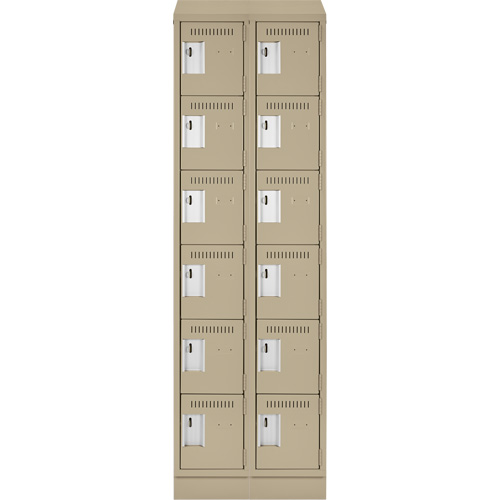 Clean Line Lockerette , 6 -tier, Bank of 2, 24" x 18" x 82", Steel, Beige, Rivet (Assembled) WestPier