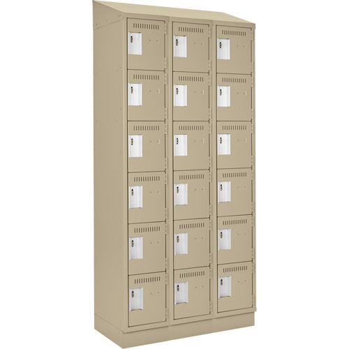 Clean Line Lockerette , 6 -tier, Bank of 3, 36" x 18" x 82", Steel, Beige, Rivet (Assembled) WestPier