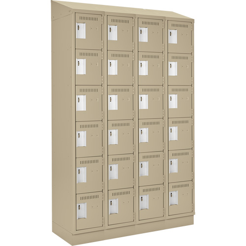 Clean Line Lockerette , 6 -tier, Bank of 4, 48" x 18" x 82", Steel, Beige, Rivet (Assembled) WestPier