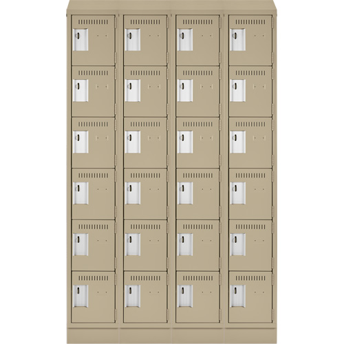 Clean Line Lockerette , 6 -tier, Bank of 4, 48" x 18" x 82", Steel, Beige, Rivet (Assembled) WestPier