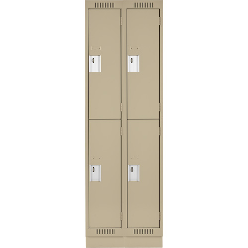 Clean Line Lockers, 2 -tier, Bank of 2, 24" x 18" x 76", Steel, Beige, Rivet (Assembled) WestPier