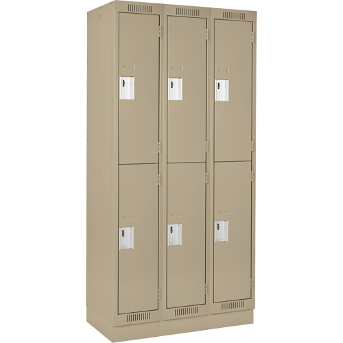 Clean Line Lockers, 2 -tier, Bank of 3, 36" x 18" x 76", Steel, Beige, Rivet (Assembled) WestPier