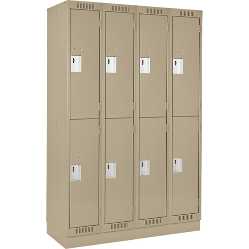 Clean Line Lockers, 2 -tier, Bank of 4, 48" x 18" x 76", Steel, Beige, Rivet (Assembled) WestPier