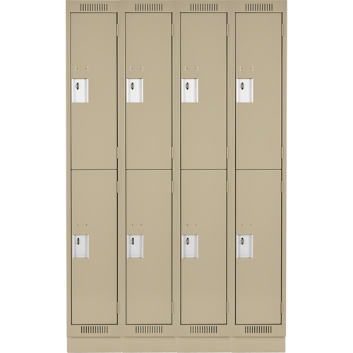 Clean Line Lockers, 2 -tier, Bank of 4, 48" x 18" x 76", Steel, Beige, Rivet (Assembled) WestPier