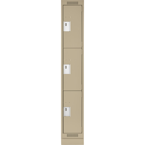 Clean Line Lockers, 3 -tier, 12" x 18" x 76", Steel, Beige, Rivet (Assembled) WestPier