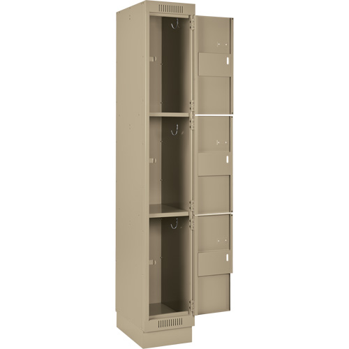 Clean Line Lockers, 3 -tier, Bank of 3, 36" x 18" x 76", Steel, Beige, Rivet (Assembled) WestPier