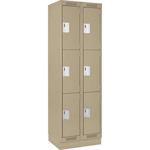Casiers Clean Line, 3 niveaux, Bloc de 2, 24" x 18" x 76", Acier, Beige, Rivet (assembl&eacute;) WestPier