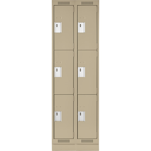 Casiers Clean Line, 3 niveaux, Bloc de 2, 24" x 18" x 76", Acier, Beige, Rivet (assembl&eacute;) WestPier