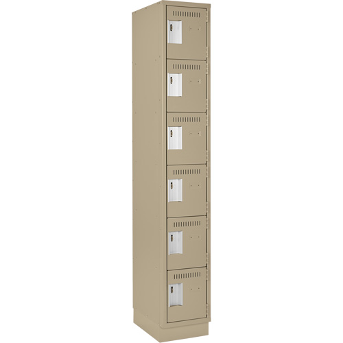 Clean Line Lockerette, 6 -tier, 12" x 18" x 76", Steel, Beige, Rivet (Assembled) WestPier