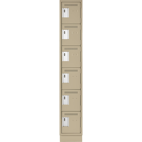 Clean Line Lockerette, 6 -tier, 12" x 18" x 76", Steel, Beige, Rivet (Assembled) WestPier