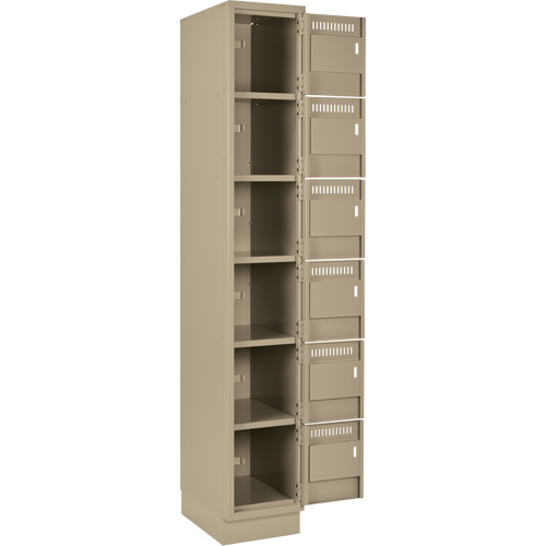 Clean Line Lockerette, 6 -tier, Bank of 3, 36" x 18" x 76", Steel, Beige, Rivet (Assembled) WestPier
