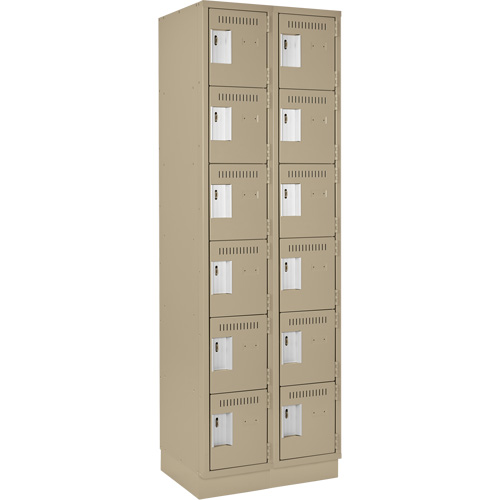 Clean Line Lockerette, 6 -tier, Bank of 2, 24" x 18" x 76", Steel, Beige, Rivet (Assembled) WestPier