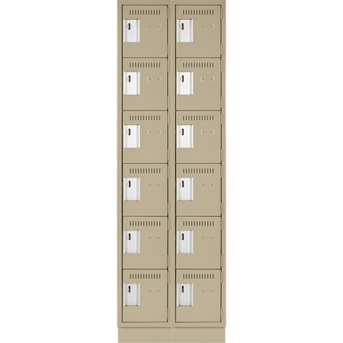 Clean Line Lockerette, 6 -tier, Bank of 2, 24" x 18" x 76", Steel, Beige, Rivet (Assembled) WestPier