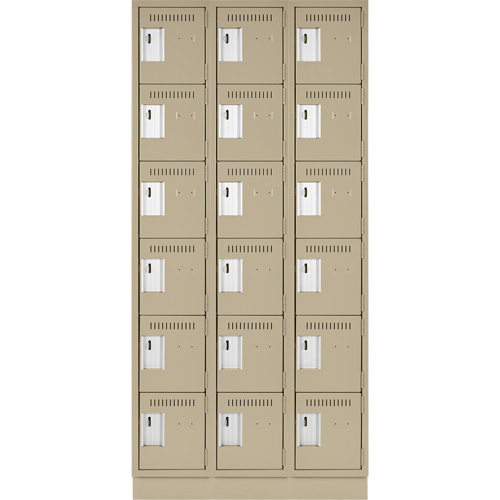 Clean Line Lockerette, 6 -tier, Bank of 3, 36" x 18" x 76", Steel, Beige, Rivet (Assembled) WestPier