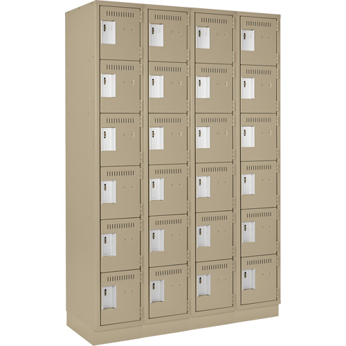 Clean Line Lockerette, 6 -tier, Bank of 4, 48" x 18" x 76", Steel, Beige, Rivet (Assembled) WestPier