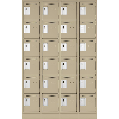 Clean Line Lockerette, 6 -tier, Bank of 4, 48" x 18" x 76", Steel, Beige, Rivet (Assembled) WestPier