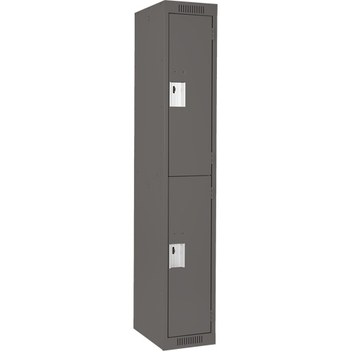 Clean Line Lockers, 2 -tier, 12" x 18" x 72", Steel, Charcoal, Rivet (Assembled) WestPier