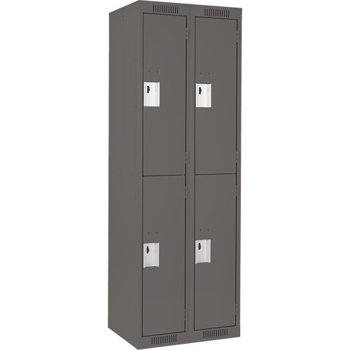 Clean Line Lockers, 2 -tier, Bank of 2, 24" x 18" x 72", Steel, Charcoal, Rivet (Assembled) WestPier