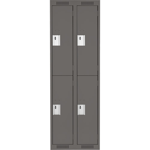 Clean Line Lockers, 2 -tier, Bank of 2, 24" x 18" x 72", Steel, Charcoal, Rivet (Assembled) WestPier