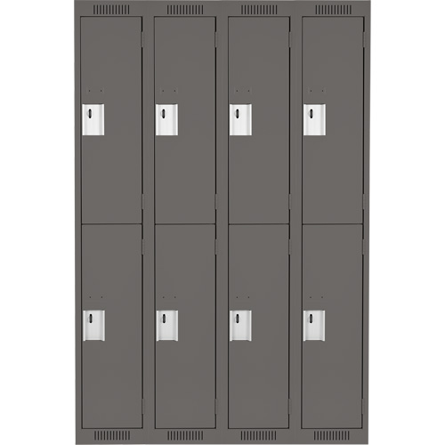 Clean Line Lockers, 2 -tier, Bank of 4, 48" x 18" x 72", Steel, Charcoal, Rivet (Assembled) WestPier
