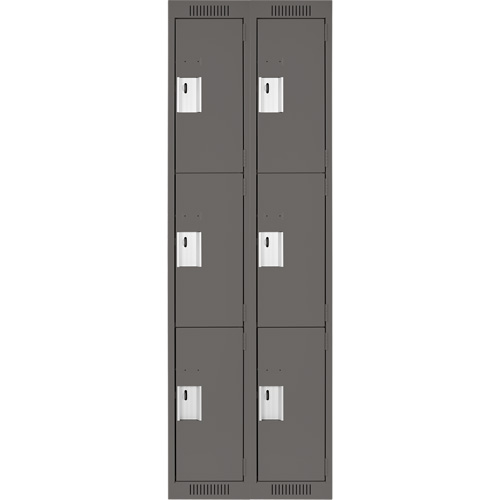 Clean Line Lockers, 3 -tier, Bank of 2, 24" x 18" x 72", Steel, Charcoal, Rivet (Assembled) WestPier