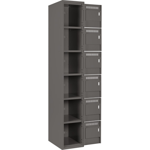 Clean Line Lockerette, 6 -tier, Bank of 4, 48" x 18" x 72", Steel, Charcoal, Rivet (Assembled) WestPier
