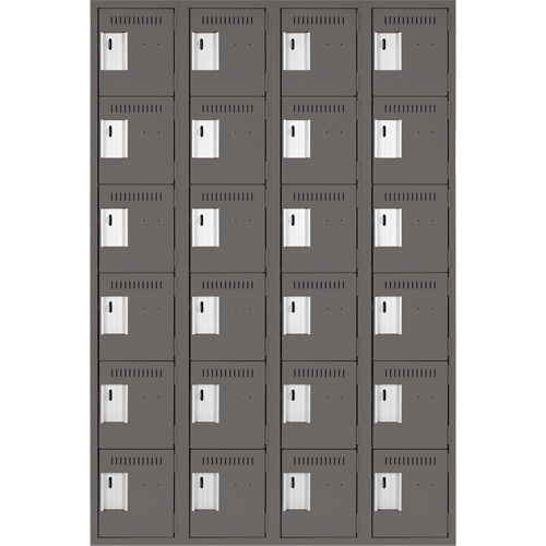 Clean Line Lockerette, 6 -tier, Bank of 4, 48" x 18" x 72", Steel, Charcoal, Rivet (Assembled) WestPier