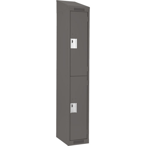 Clean Line Lockers, 2 -tier, 12" x 18" x 78", Steel, Charcoal, Rivet (Assembled) WestPier