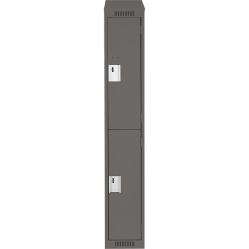 Clean Line Lockers, 2 -tier, 12" x 18" x 78", Steel, Charcoal, Rivet (Assembled) WestPier