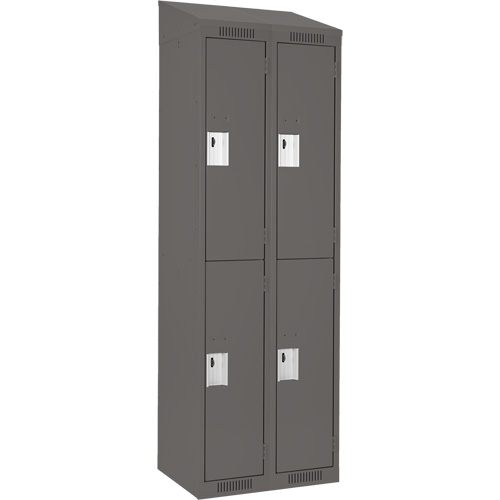 Clean Line Lockers, 2 -tier, Bank of 2, 24" x 18" x 78", Steel, Charcoal, Rivet (Assembled) WestPier