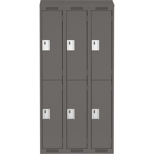 Clean Line Lockers, 2 -tier, Bank of 3, 36" x 18" x 78", Steel, Charcoal, Rivet (Assembled) WestPier