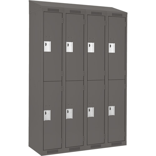 Clean Line Lockers, 2 -tier, Bank of 4, 48" x 18" x 78", Steel, Charcoal, Rivet (Assembled) WestPier